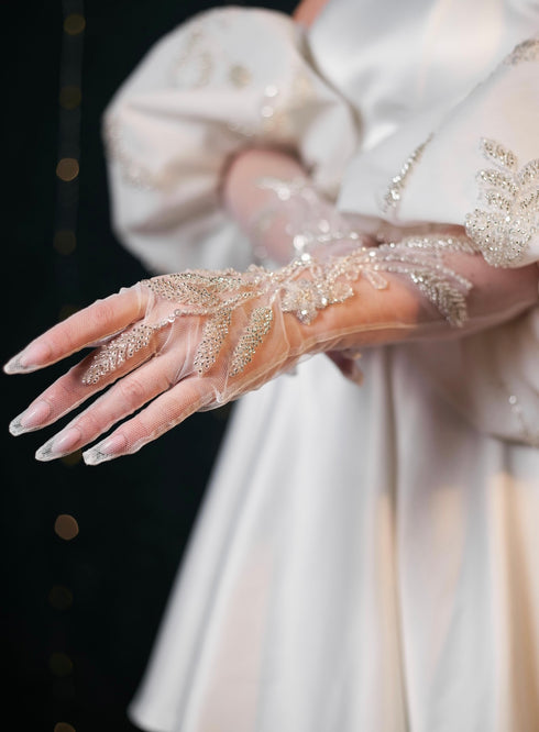 White wedding gloves Bridal gloves Handmade gloves